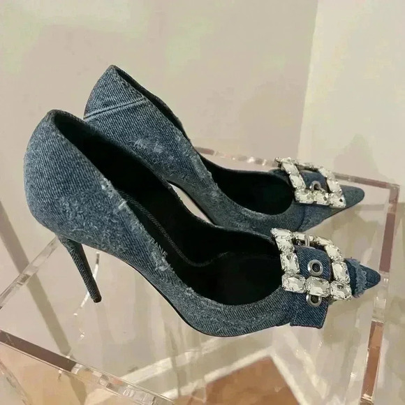 New Dolce & Gabbana Patchwork/Denim Blue Jean 105 MM Pump, NEW IN BOX size 39 - Picture 6 of 17